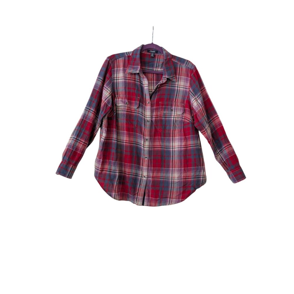 Chaps Ralph Lauren Shirt Mens XL Red Flannel Button Down Outdoors Preppy